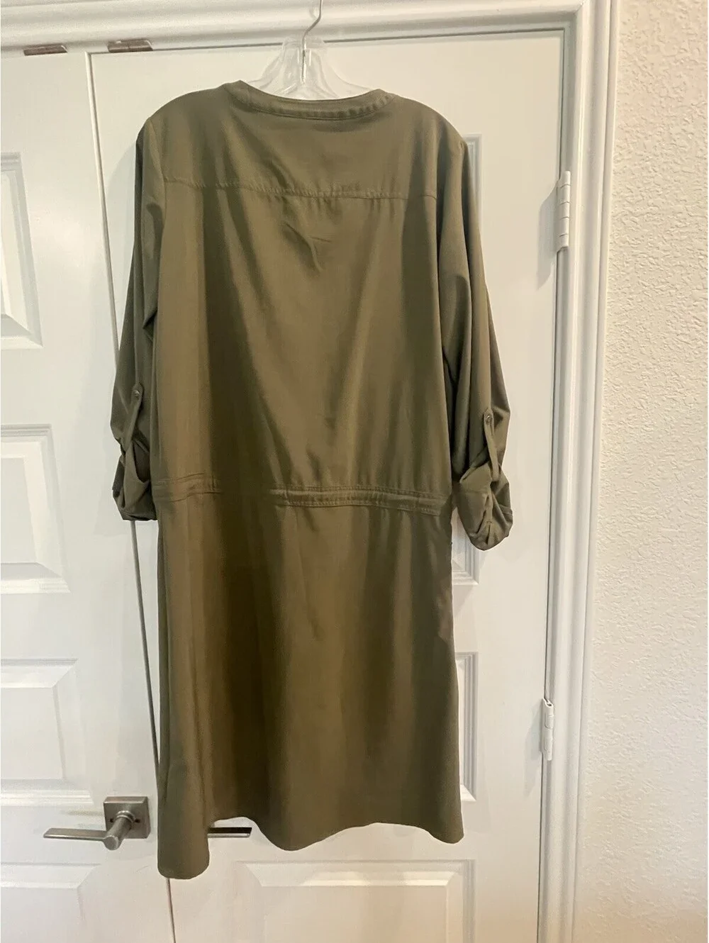 Orvis Women's S Oversized Cargo Dress with Drawstring and Pockets Olive Green